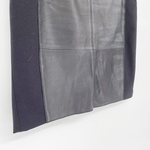 Halogen Leather and Ponte Knit Panel Pencil Skirt in Black Women's 10 Petite - Picture 3 of 6
